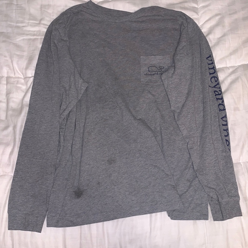 Vineyard Vines Mens Large Gray Long Sleeve Pocket Tee